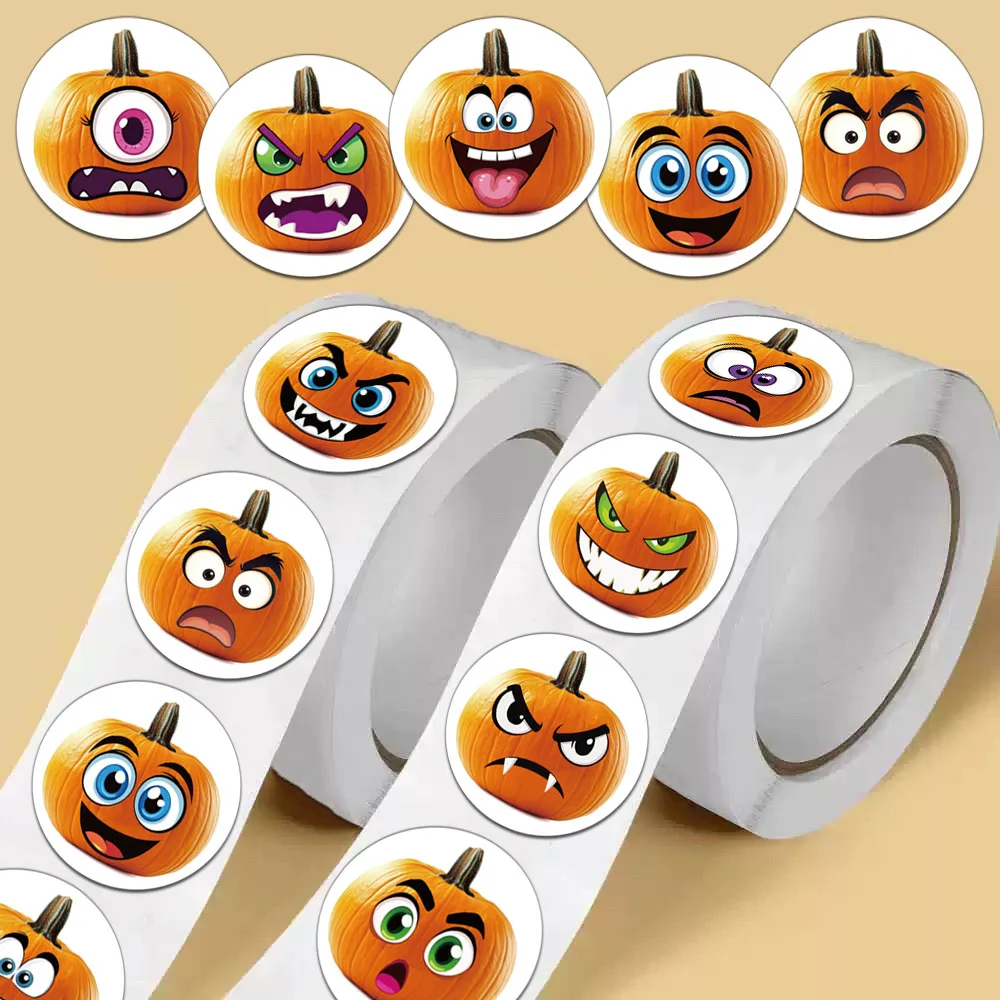 500PCS Kreative Halloween Kürbis Rolle Aufkleber Helm Dekoration DIY Wasser Tasse Telefon Fall Personalisierte Aufkleber