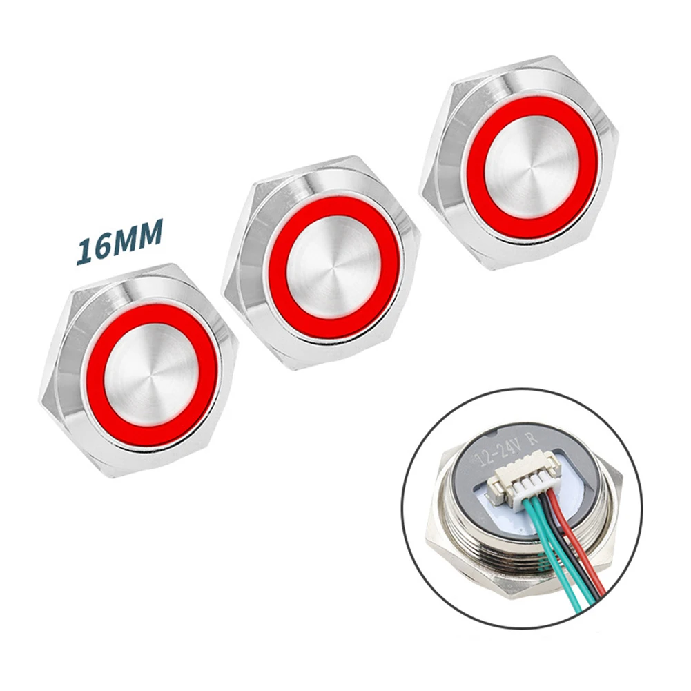 

LED Lighted Compact Push Buttons A Set of Three Robustly Built and Water Resistant Momentary Action Switch Controls