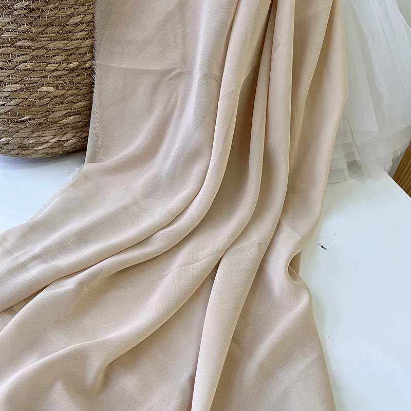 Apricot Brown Blue White Chiffon Cloth Translucent Hanfu Dress Draping Fabric for Wedding Scene Layout Tablecloth Purdah Fabric
