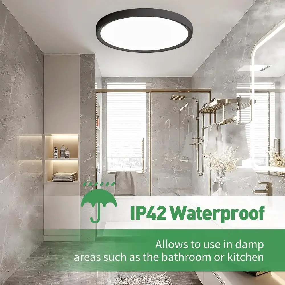 12 Inch LED Flush Mount Ceiling Light 6PK CCT Selectable 3000K 4000K 6000K Slim Panel Light Energy Efficient Indoor Use