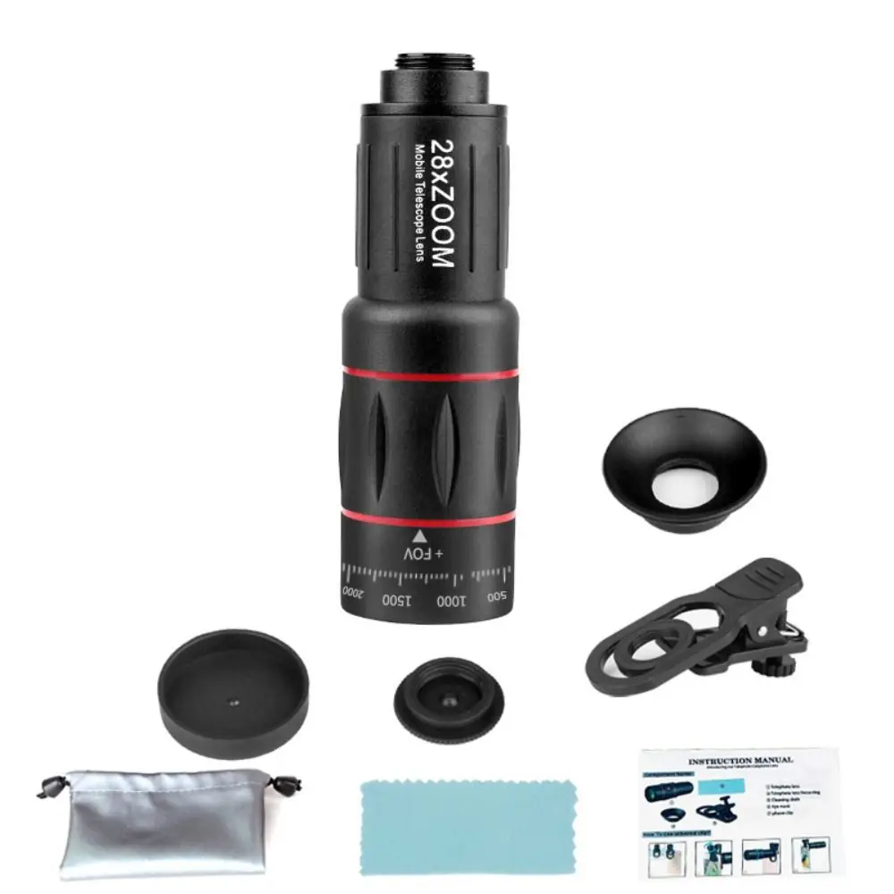 Universal HD Optical Cell Phone Lens Telephoto Lens Monocular Monocular Zoom Cell Phone Lens Tripod 18x25 Mobile Phone Lenses