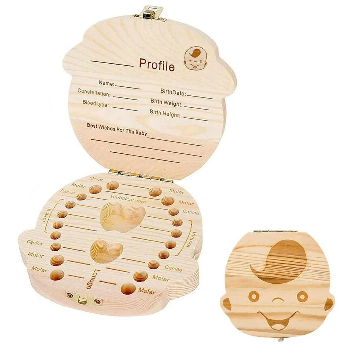 Baby Tooth Boxes for Girls and Boys Souvenirs, Wooden Tooth Storage and Preservation Boxes for Children Who Have Lost Teeth, New