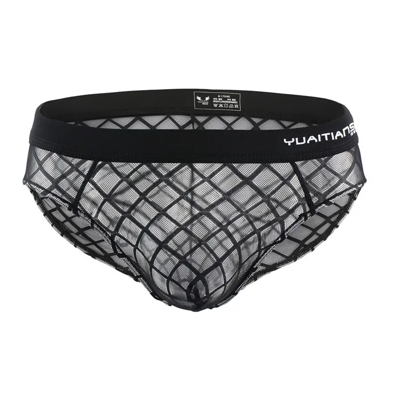 

Men Underwear Briefs Slip Transparent Mesh Shorts Cueca Underwear Hollow Out Male Panties Breathable Briefs