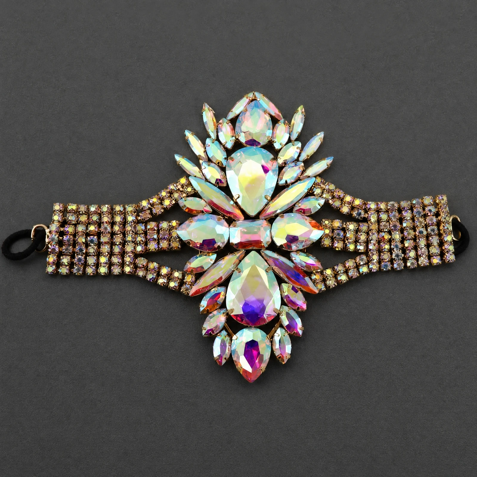 Crystal Thigh Chain with Floral Ornament Sparkling Rhinestone Leg Chain with Elastic Band Jewelry Alloy Alluring