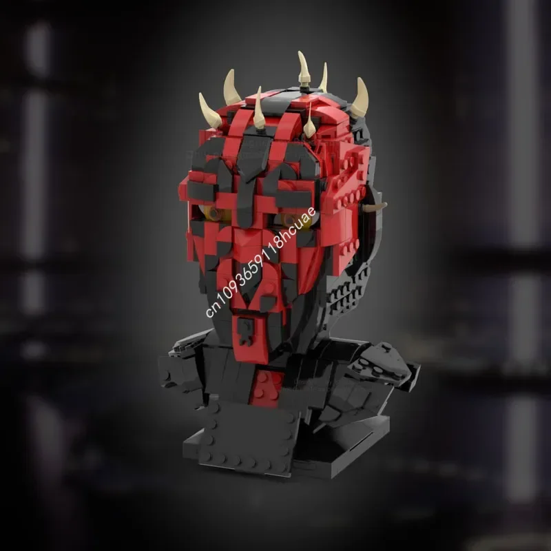 592PCS Star Battle A Great Looking Darth Maul Head Helmets Model Moc Building Blocks Stacking Bricks Creative Kid Toy Gift Diy