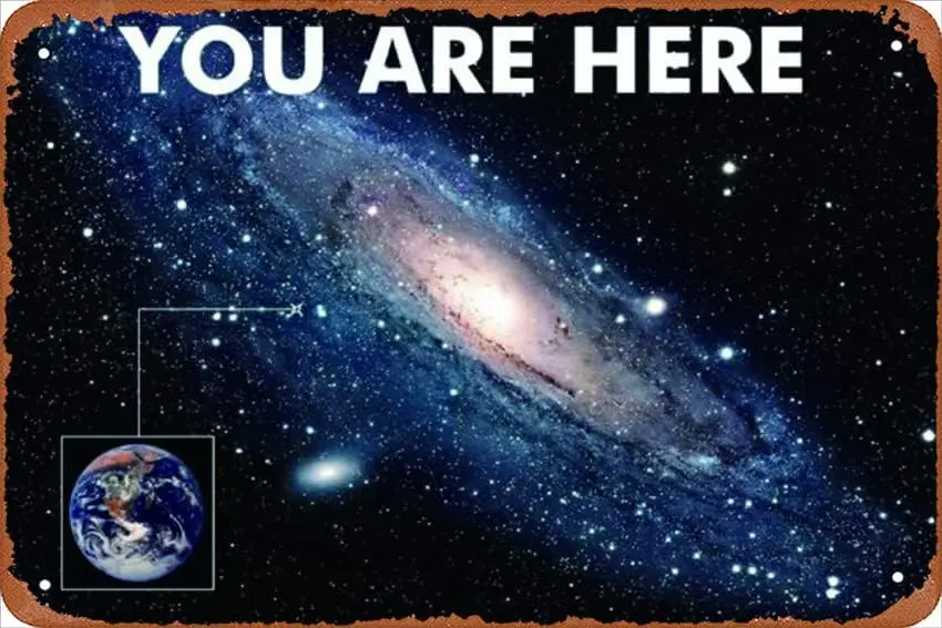 You Are Here Retro Solar System Human Earth Location In Outer Space Metal Tin Sign Outdoor Indoor Wall Panel Retro Vintage Poste