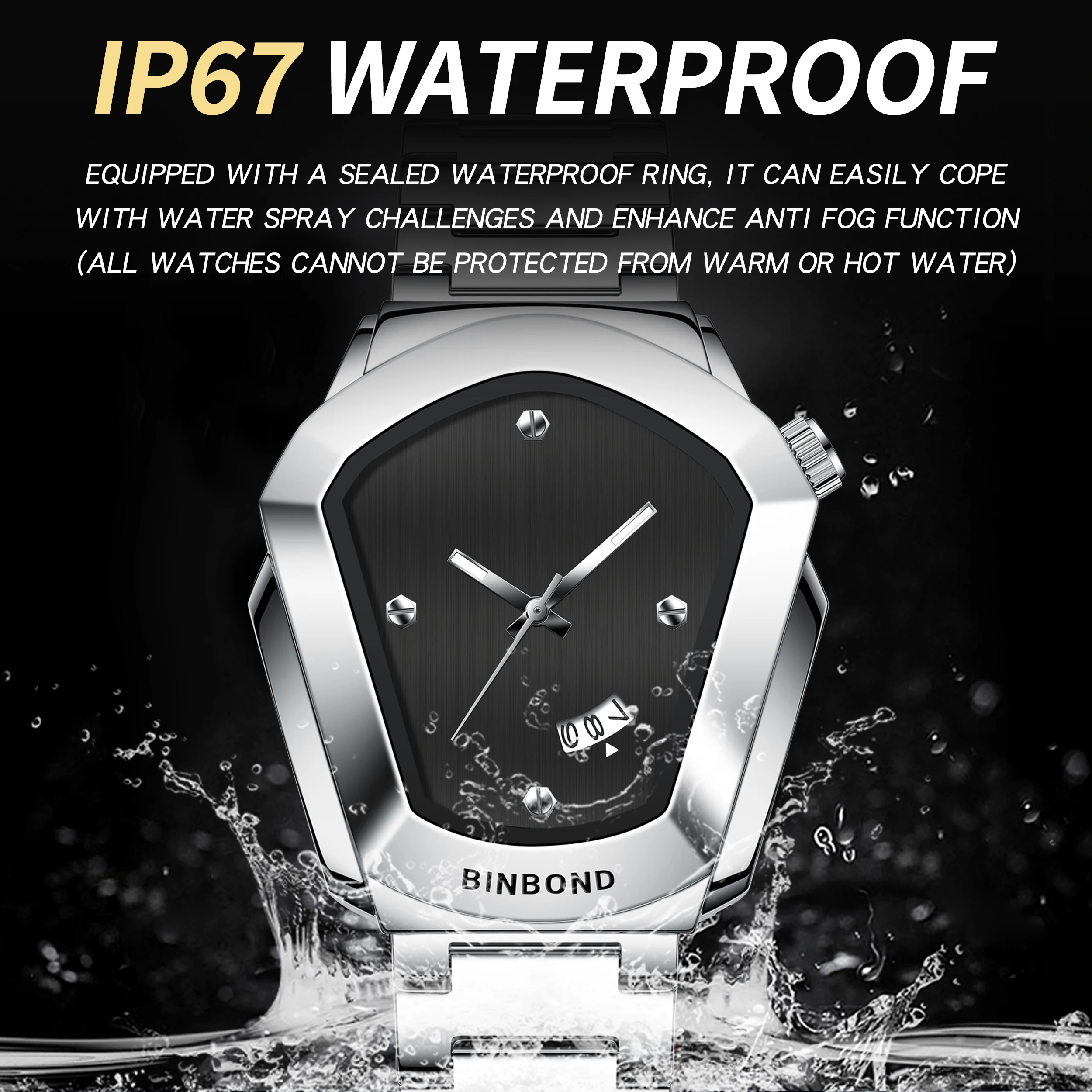 BINBOND watch diamond alloy watch men's shaking sound popular men's watch e-commerce quartz watch lovers watch