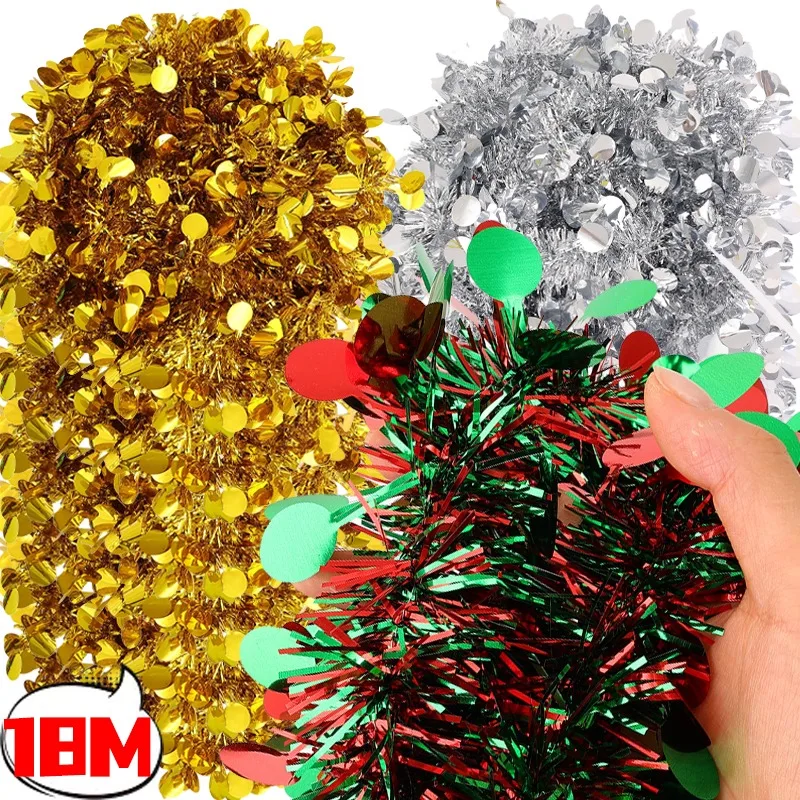 شريط ملون جارلاند ذهبي وفضي قرص دائري صغير زينة حفلات عيد الميلاد شريط إكليل معلق لشجرة عيد الميلاد #1
