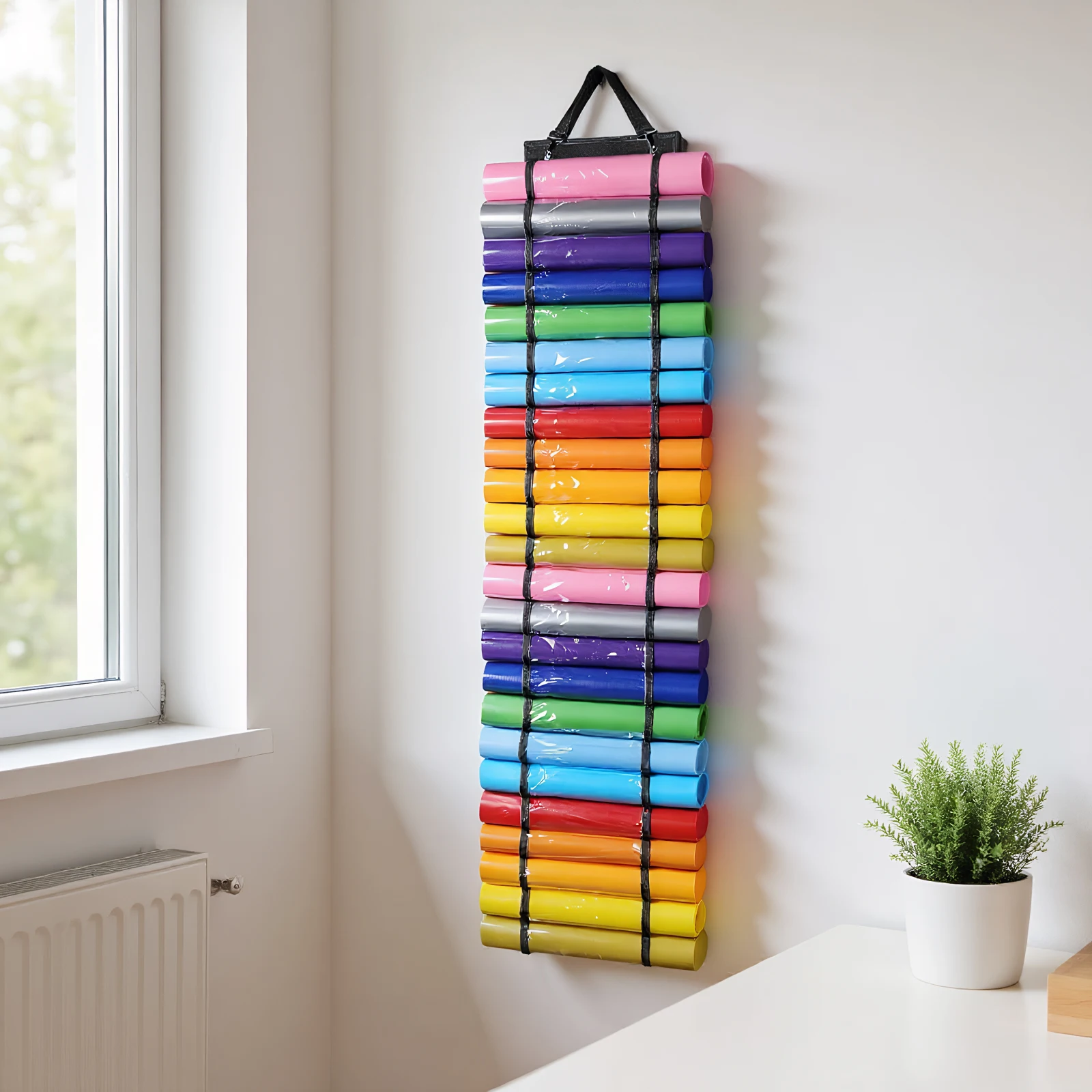 24/48 Compartments Craft Vinyl Storage Rack with 2 Hooks and 1 Hanging Straps Hanging Storage Bag for Diamond Art Painting Kits