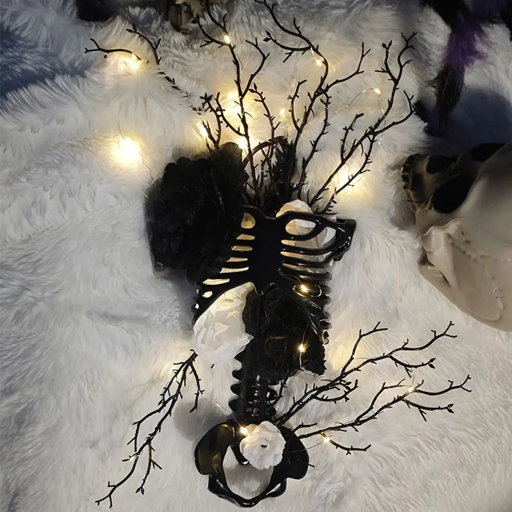 Novel Gothic Halloween Decor Witchy Spooky Floral Skeleton Torso Easy to Assemble Wall Display