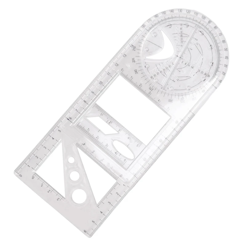 Regla geométrica multifuncional, plantilla de dibujo de plástico, herramienta de medición, regla de dibujo de matemáticas, 6 piezas