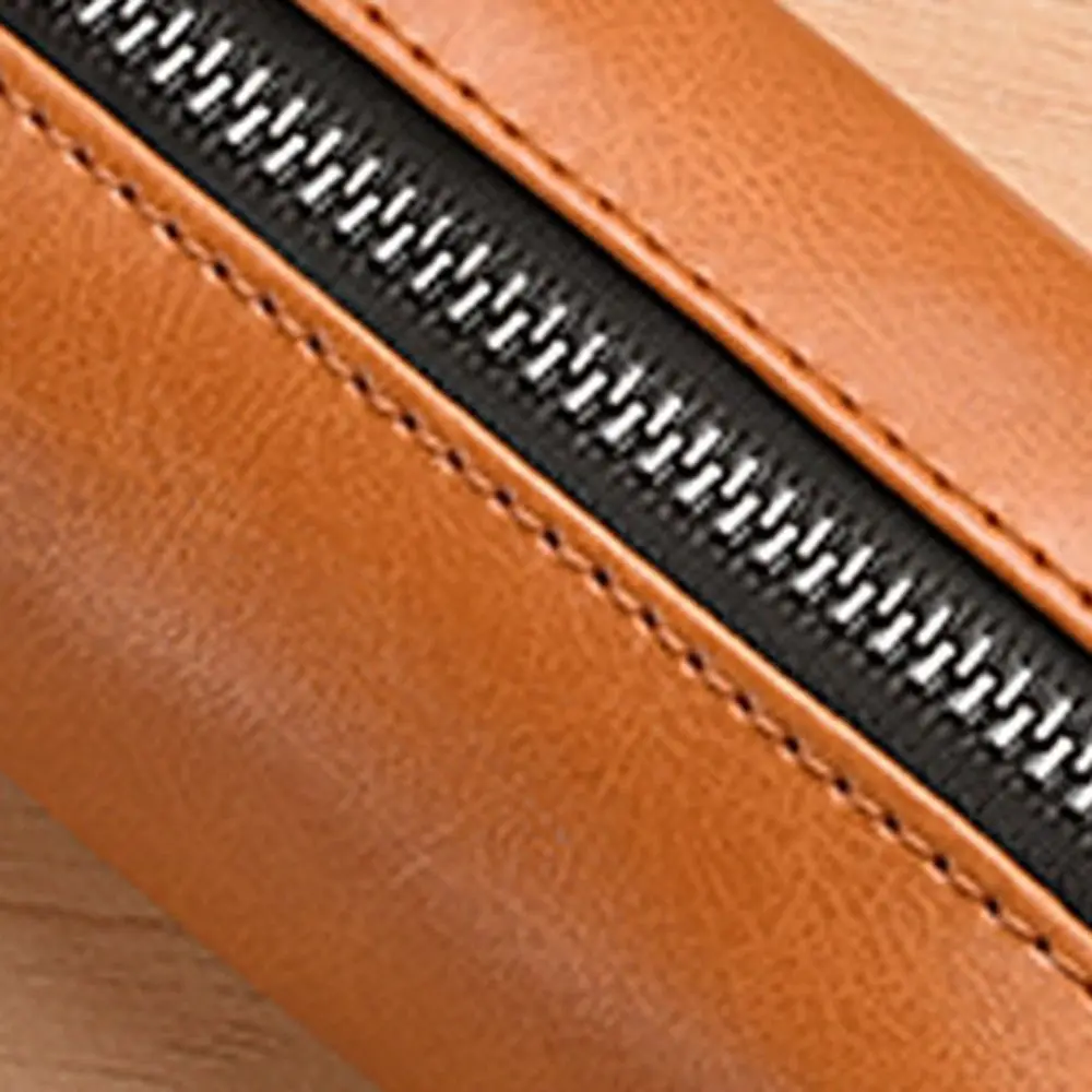 Portable Leather Key Pouch Bag Multifunctional Double Zipper Coin Purse Large-Capacity Car Key Bag Men Women