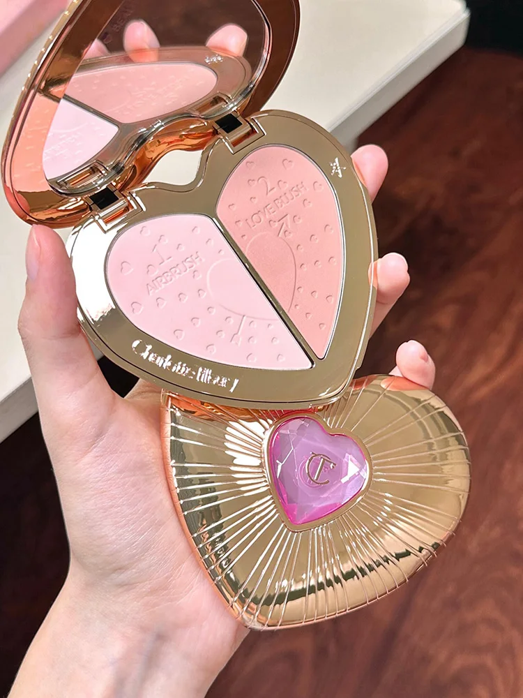 Charlotte Tilbury Shimmer Makeup Air Cushion Lichtgewicht vochtregulerende oliecontrole Tweekleurige hartvormige poederblusher Uniek ontwerp - afbeelding 2