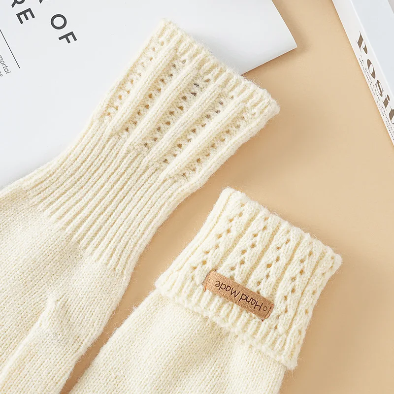 Winter Knitted Wool Plush Thickened Warm Outdoor Riding Five Fingers Touch Screen Men Women Thermal Soft Cozy Elastic Gloves