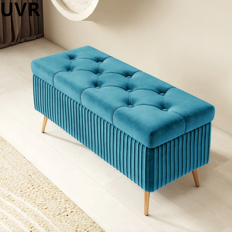 UVR Household Upholstered Cushion Shoe Cabinet Bench Entry Shoe Changing Stool Nordic Bedroom Bed End Stool Can Be Storage