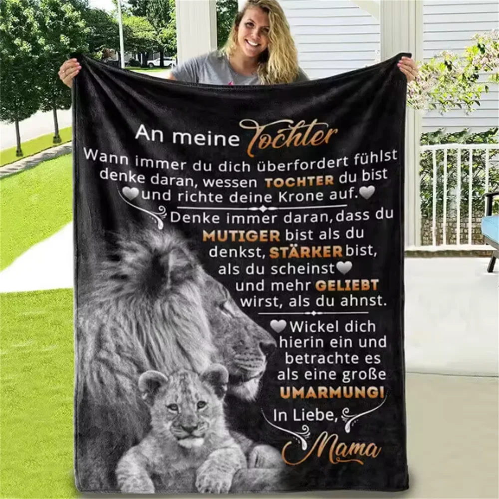 Soft German Language Blanket To My Daughter, Sofa Bed Blanket, Christmas Gift, Express Love Message, Nap Blanket