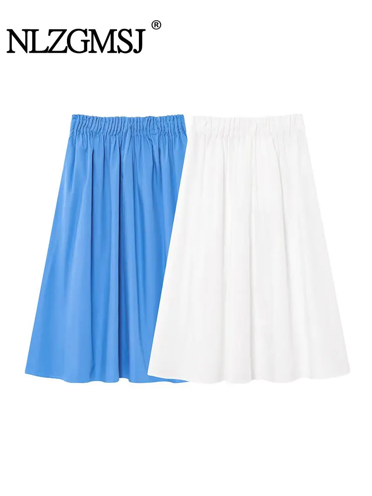 

2025 Casual Chic Women Skirt Solid Elastic Waist Long Straight Skirt New Fashion Summer Holiday Long Skirt