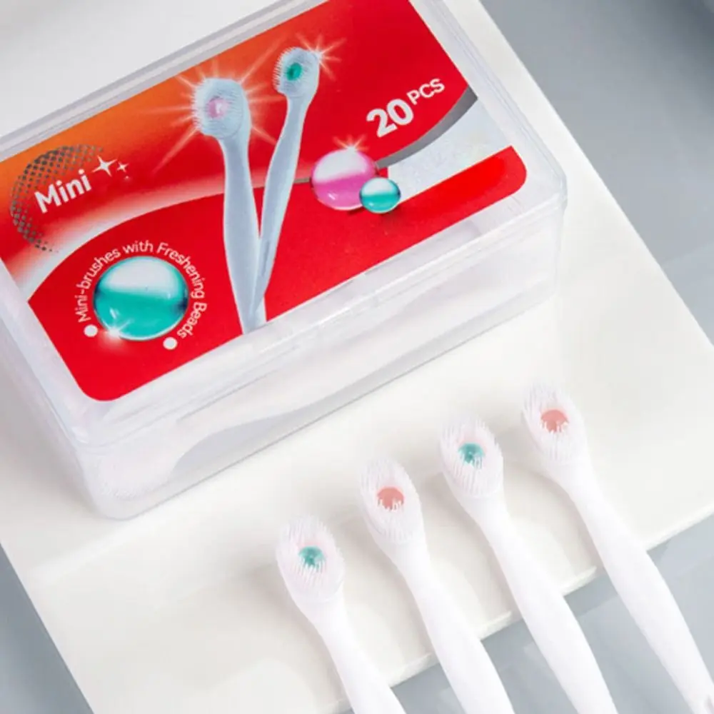 with Freshening Bead Mini Travel Toothbrush Disposable Oral Hygiene Care Prepasted Toothbrush Portable Peach Flavor