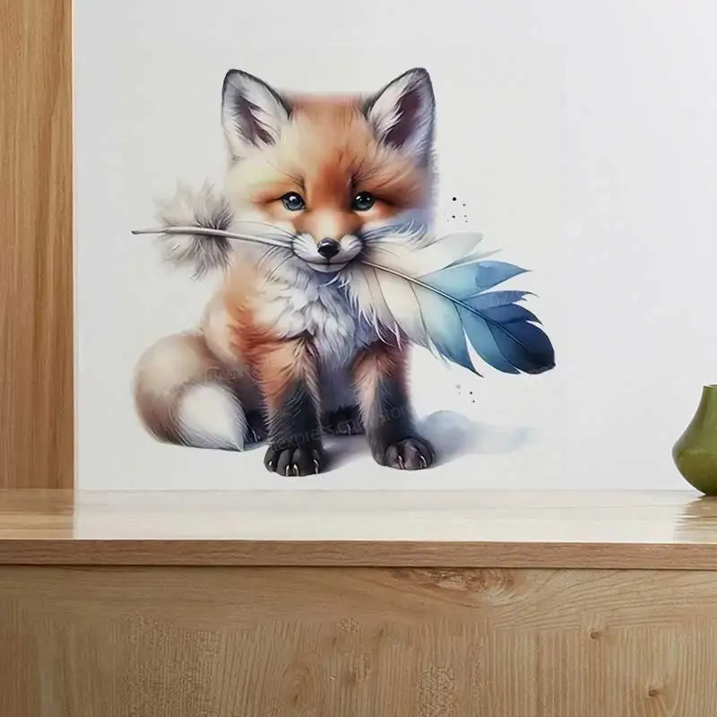 Cute Fox/Spotted Cat Toilet Cover Decal Self-Adhesive Bathroom Wall Sticker Home Decor  Stickers HE484