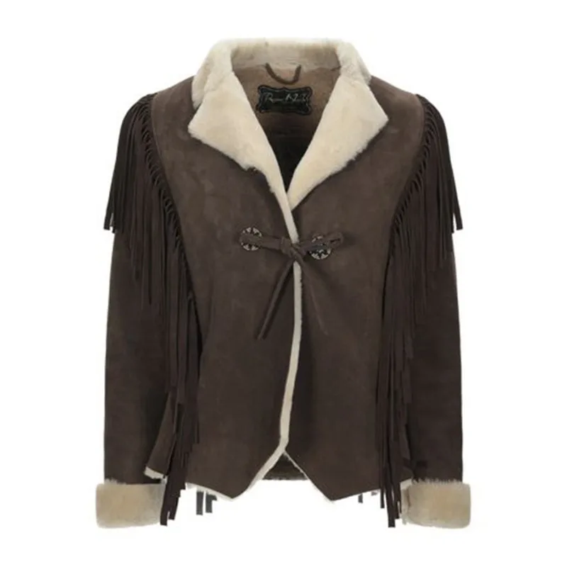 

Comfortable Thickening Men Coat Winter Jackets Leather Fur Integrated Winter Tassel Long Sleeved Fashionable Jacket Men Clothing