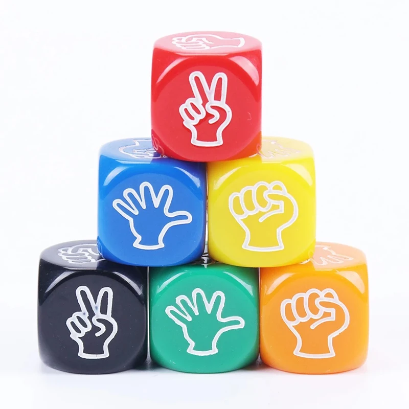 5PCS Funny Dice Finger Guessing Game Rock Paper Scissors Toy Juegos De Mesas Para Toda La Familia Drinking Party Favors