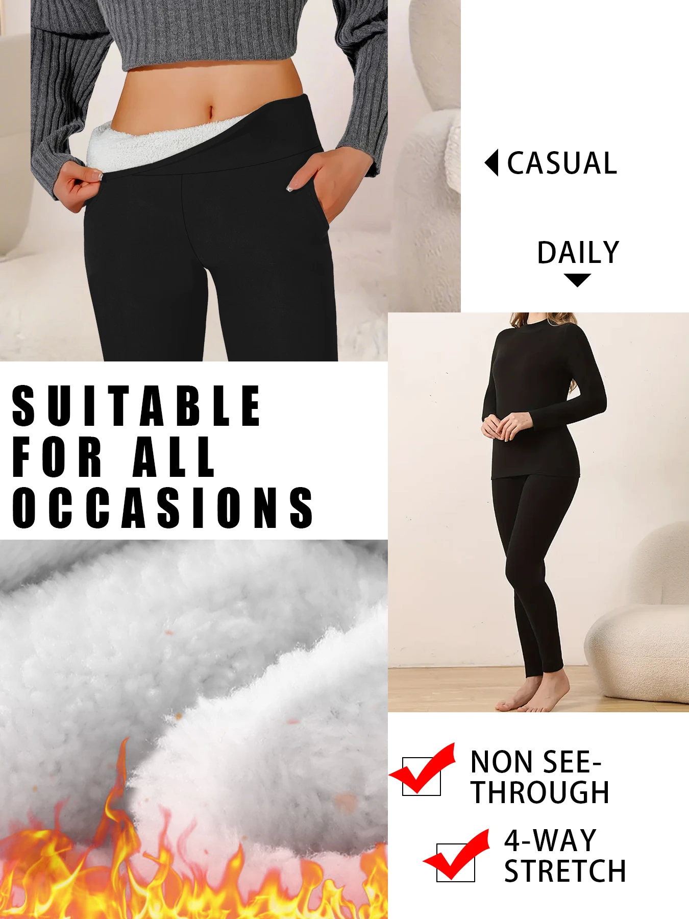 Leggings térmicos con forro polar y bolsillos para mujer, diseño de cintura alta, tela suave y gruesa, perfectos para entrenamientos fríos de invierno, yoga