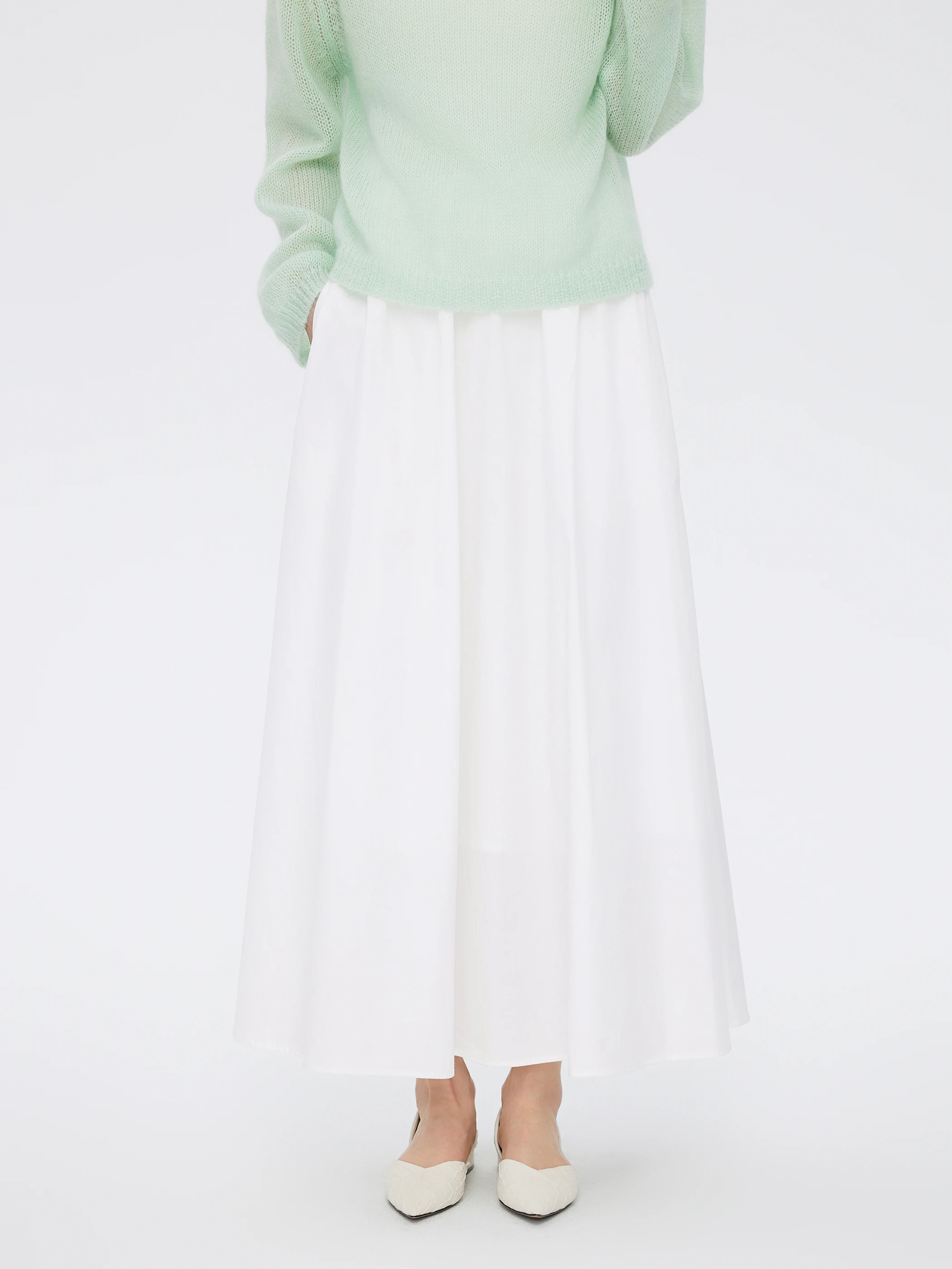 

Юбка-миди IUMOON белая, А-силуэт, женская, весенняя новинка, с завышенной талией, стройнящая, повседневная, фасон «зонтик»