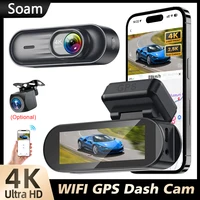 Soam 4K + 2,5 K cámara de salpicadero frontal y trasera Full HD WiFi pantalla IPS de 3,19 ""Visión nocturna grabación en bucle Sensor G 24H Monitor de aplicación de estacionamiento WDR