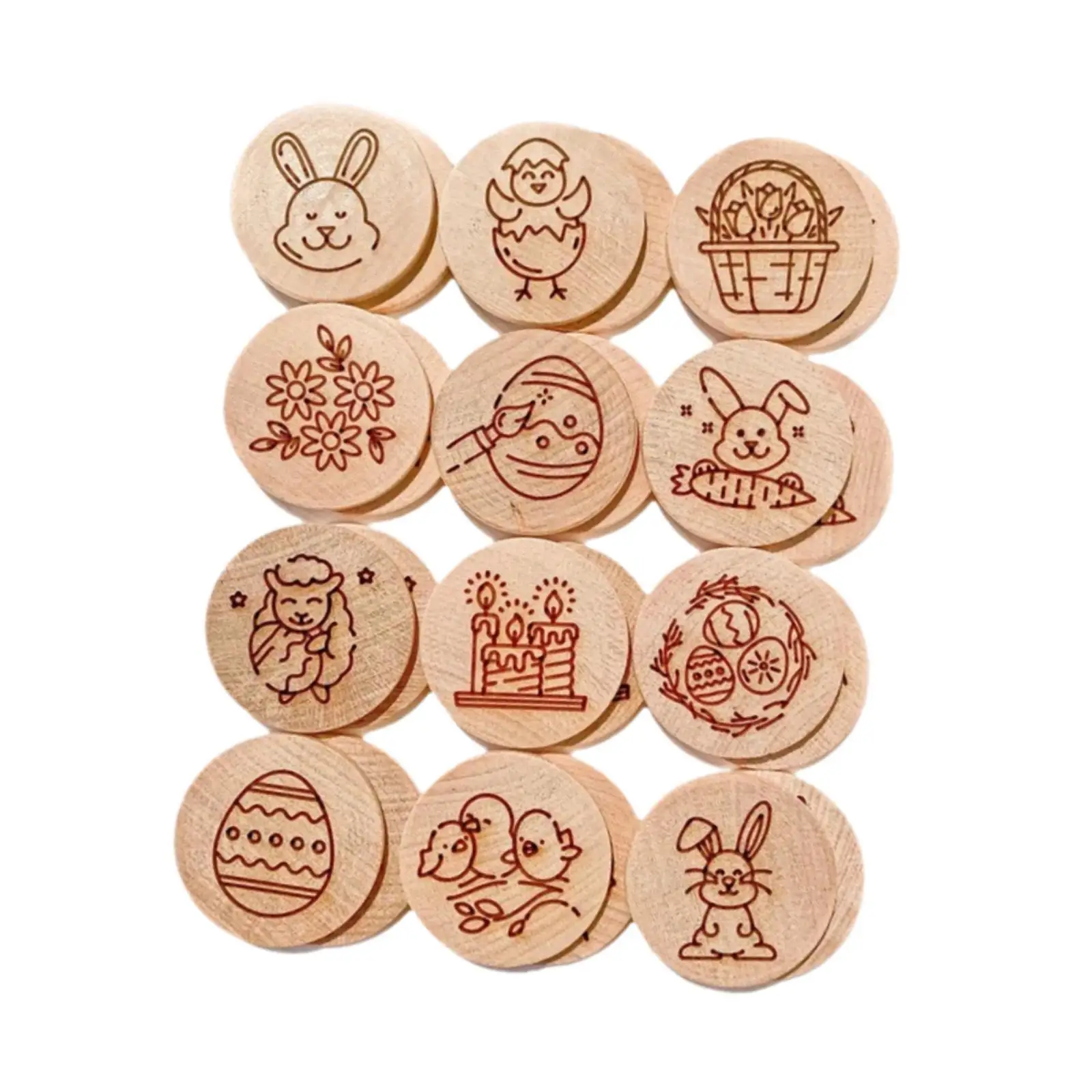 24 Pieces Wooden Shape Sorting Toy Memory Game Preschool Learning Building Blocks Family Game for Toddlers 2-6 Year Old Gift