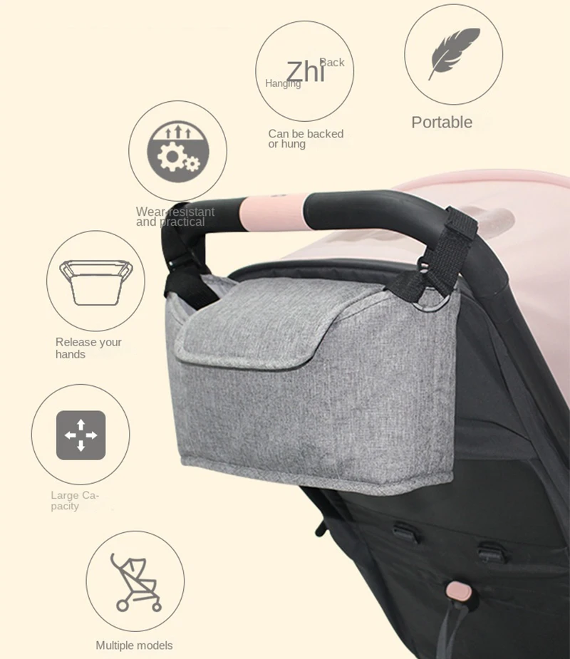 Kinderwagen Opbergtas Organizer Universeel Linnen Hoge Capaciteit Multi-Layer Schouder Hang Luier Tas Cup Houder Baby Accessoires