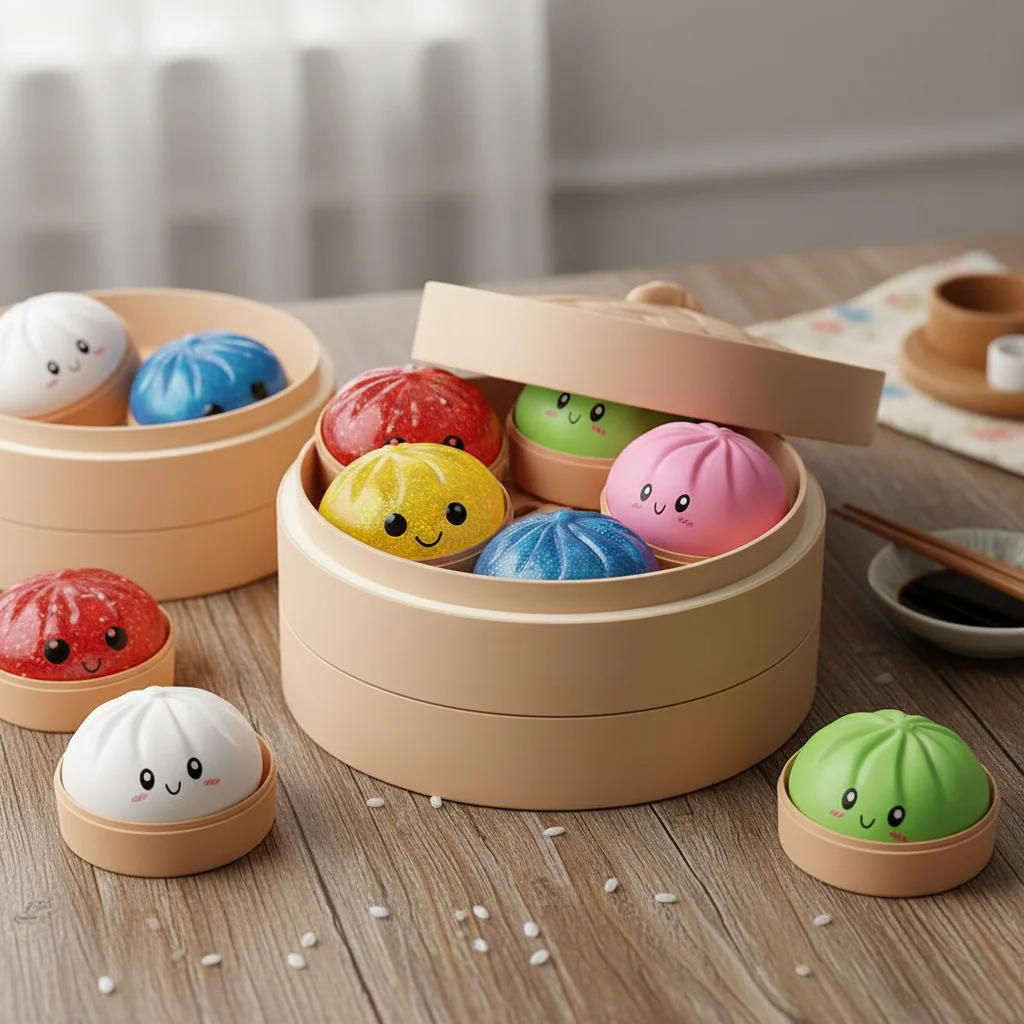 Colorful Simulated Dumpling Squishy Relaxing Relieve Anxiety Antistress Enhance Happiness Reusable Rebound Squeeze Reliever Toy