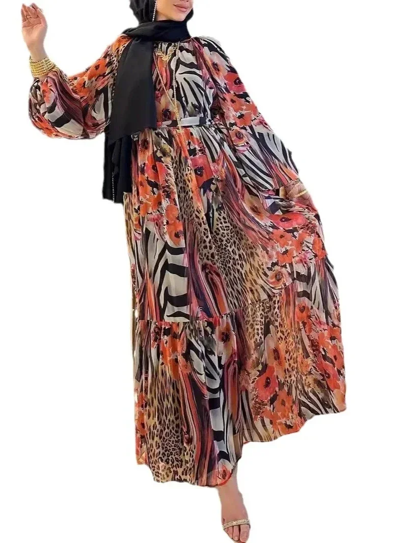 عباية بطبعة الفهد رداء العيد للنساء المسلمات عبايات رمضان المغرب قفطان إسلام دبي فيستدوس جلابية فساتين 2026