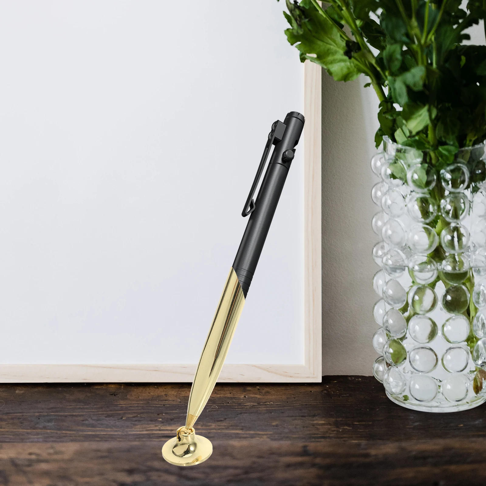 

4 Pcs Signature Pen Base Nice Holder Metal Stand Golden Copper Desk Replacement Parts