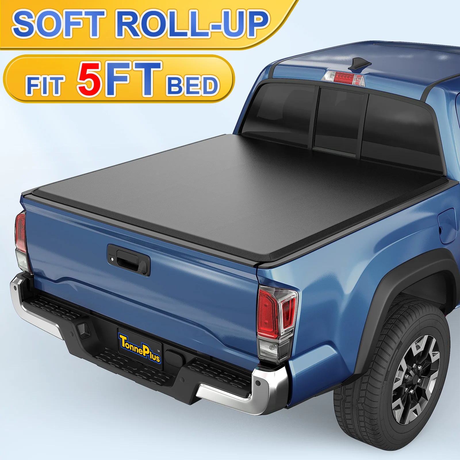 

TonnePlus Soft Roll-Up Tonneau Cover Truck Bed Covers for 2016-2024 Toyota Tacoma 5FT Bed ; Lightning | 5' (60.5") Bed |