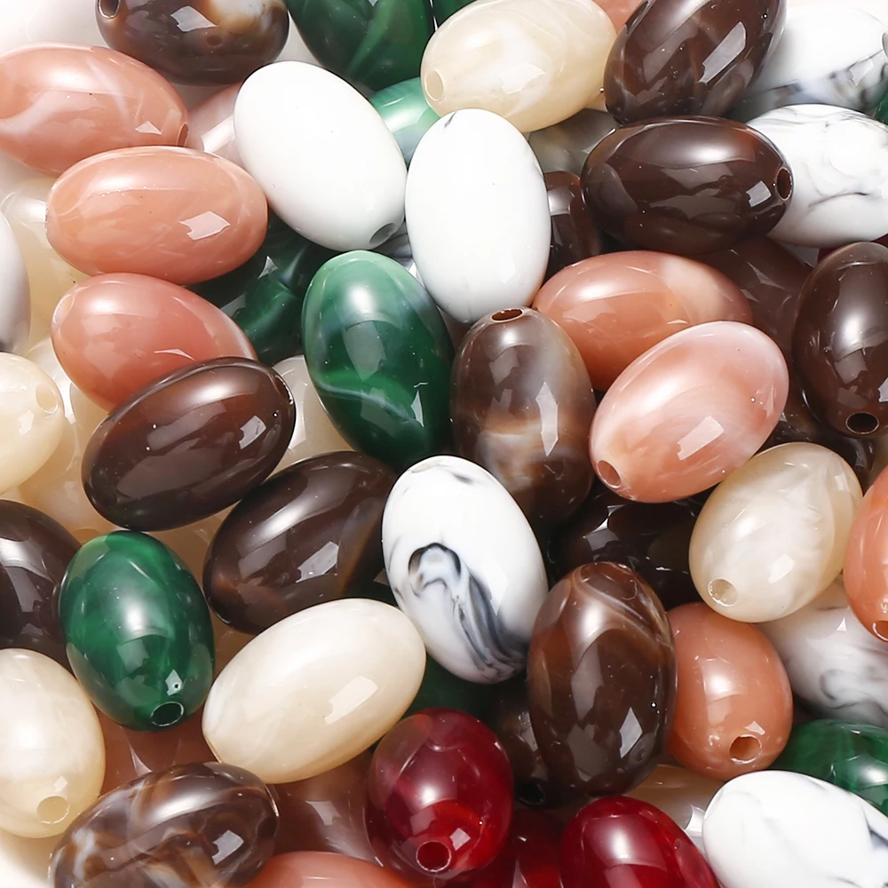 20 Stück Acrylperlen in verschiedenen Formen, retro marmoriert, einfarbig, lose Abstandsperlen für DIY Boho-Schmuckherstellung, Armbänder, Halsketten – Detail 3