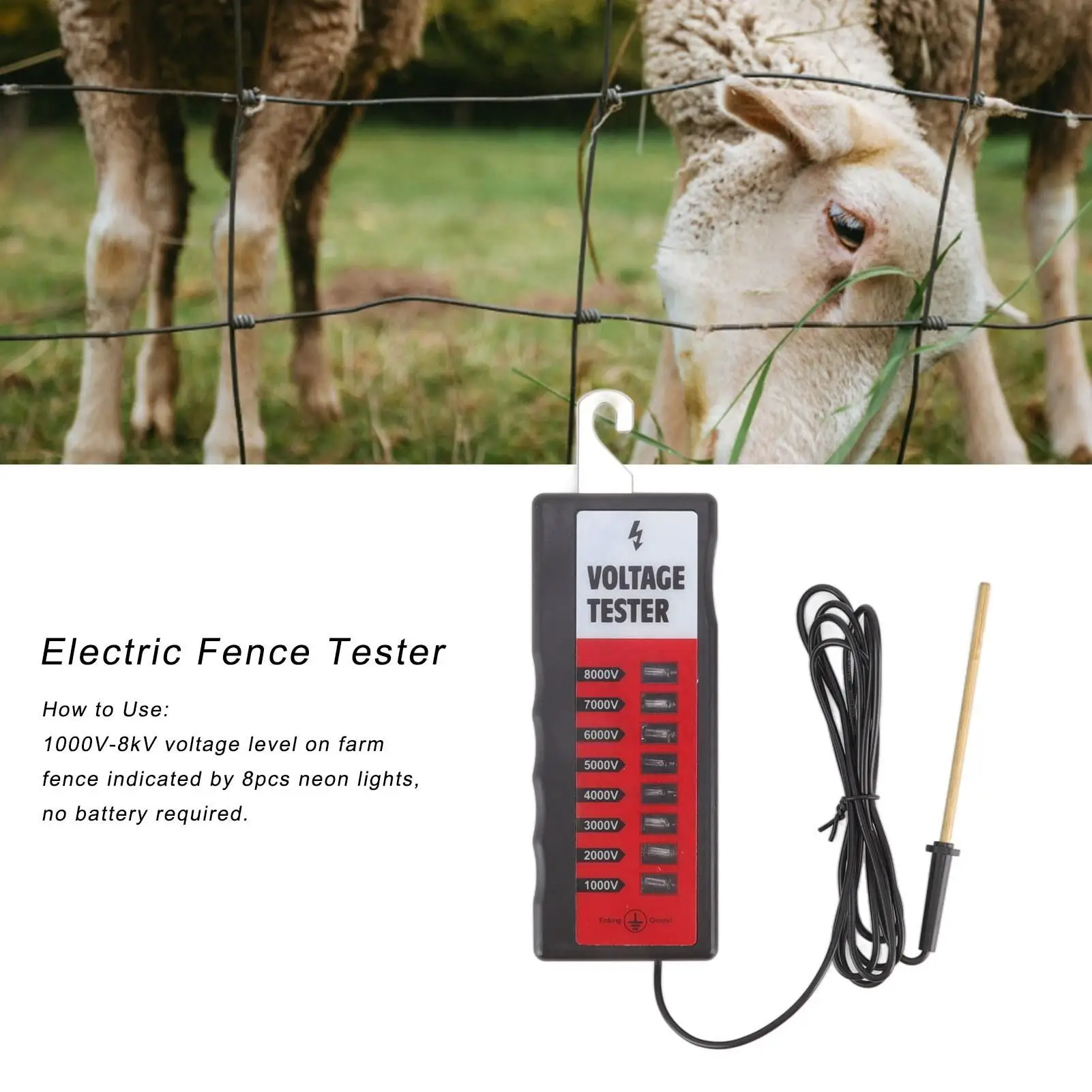 Electric Fence Voltage Tester - Portable Light Meter for Accurate Fence for testing