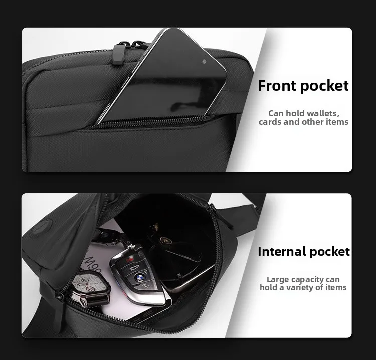 New 2025 Men's Diagonal Cross Chest Bag, Contrasting Color Shoulder Bag, Outdoor Leisure High-end Chest Bag, Waist Bag for Men