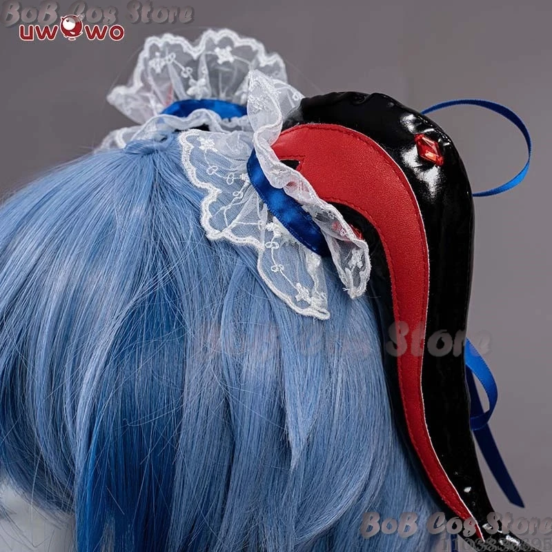 Ganyu súcubo sexy demônio cosplay traje jogo genshin impacto preto macacão asa chifre peruca azul Holloween feminino cos personalizado