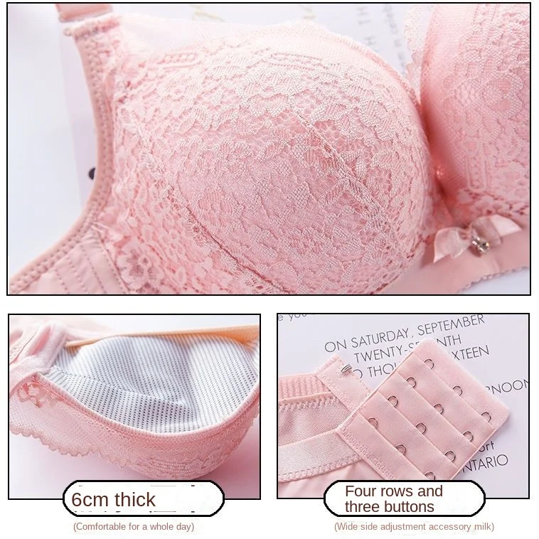 Bra Thickened and Gathered 6cm, Bra Sexy, Double Breast, Girl Without Steel Ring, Flat Chest, A Cup, Small Chest, Underwear,