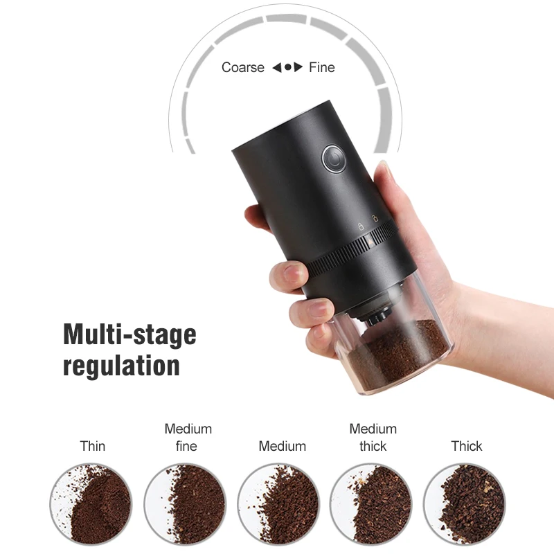 เครื่องบดเมล็ดกาแฟอัตโนมัติแบบพกพา penggiling Kopi ชาร์จ USB เครื่อง penggiling Kopi ทรงกรวยสำหรับเดินทางในบ้าน