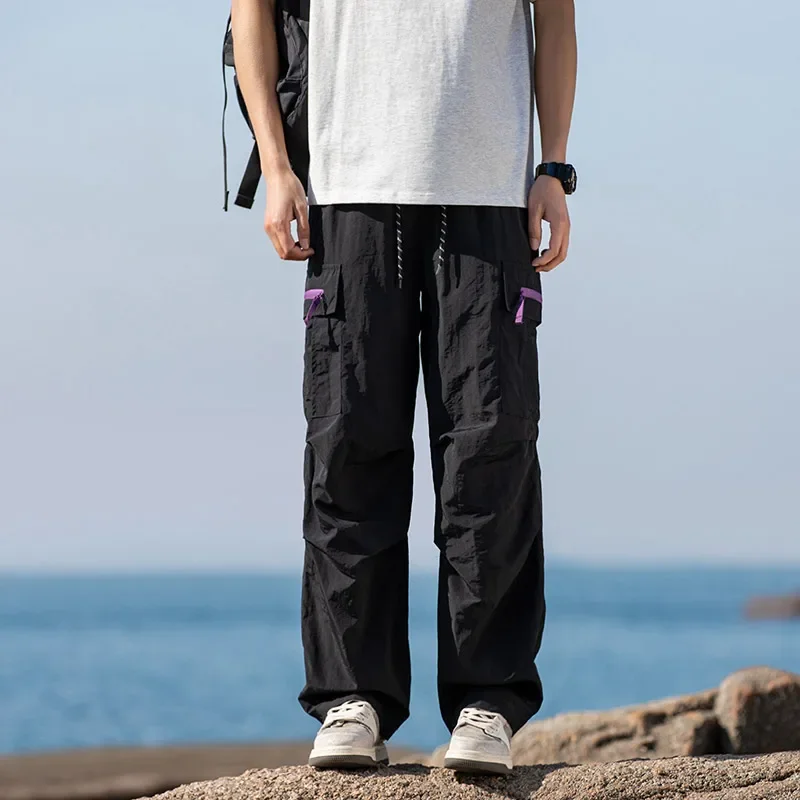 Spring Summer 2025 Couple Pants Mens Loose Straight Trouser Multi Pocket Cycling Outdoor Mens Cargo Pant