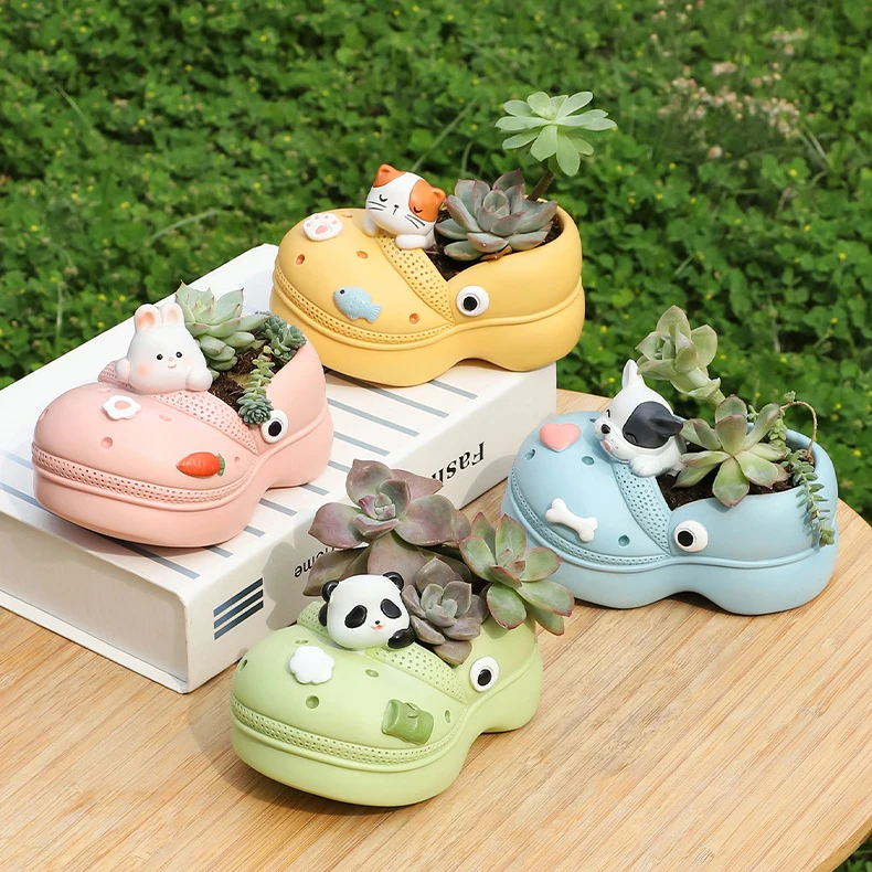 

Creative Cartoon Shoe Shape Resin Flowerpot Desktop Decoration Potted Plant Micro Landscape Green Plant Succulent Flowerpot