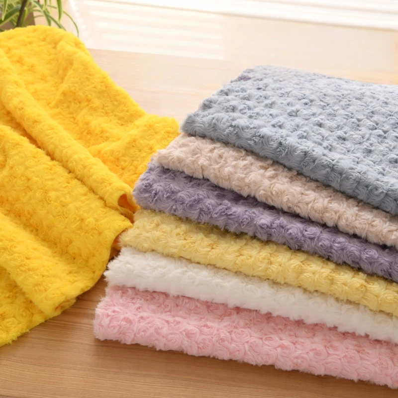 Small Rose Velvet Brushed Floral Plush Fabric Winter Thick Coats Dresses Scarves DIY Sewing Fabric Home Carpet Handmade Material