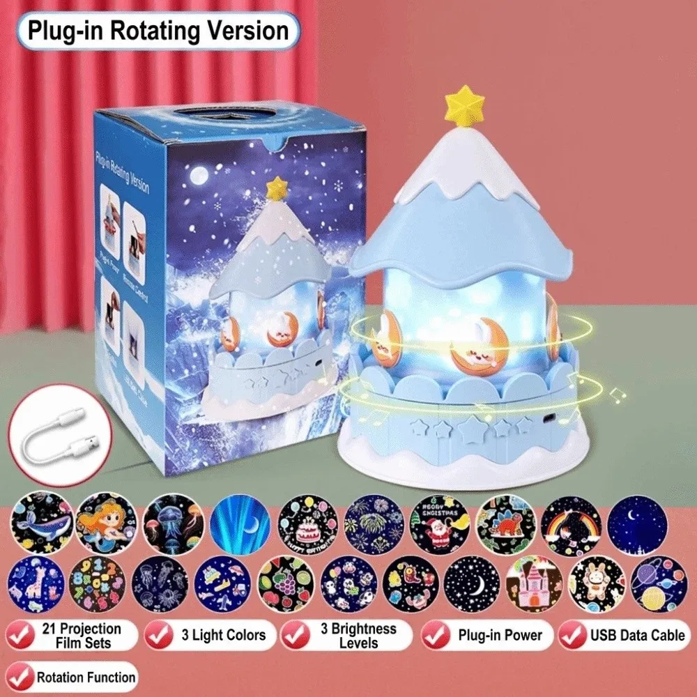 Rotating Star Projection Night Light Soft Lighting Gentle Melodies Musical Projector Toy Easy-To-Operate Star Patterns