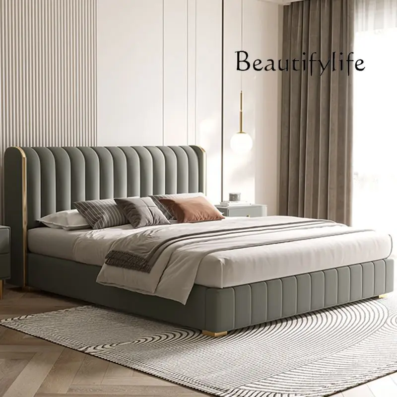 

Y Purple Simple Double Bed Custom White Fabric Nordic Modern Storage Loft Beds Bedroom 180X200 Cm Letto Matrimoniale Furniture