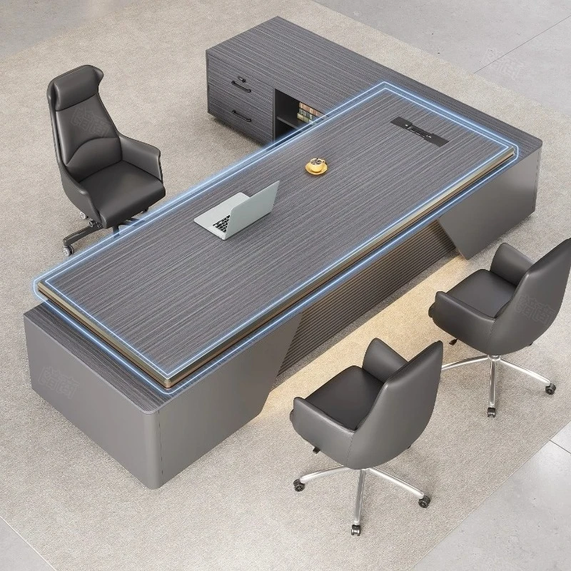 New desk boss  Office Desk suit luxury high sense office desk chair combination president Mesa Para Computador Furniture