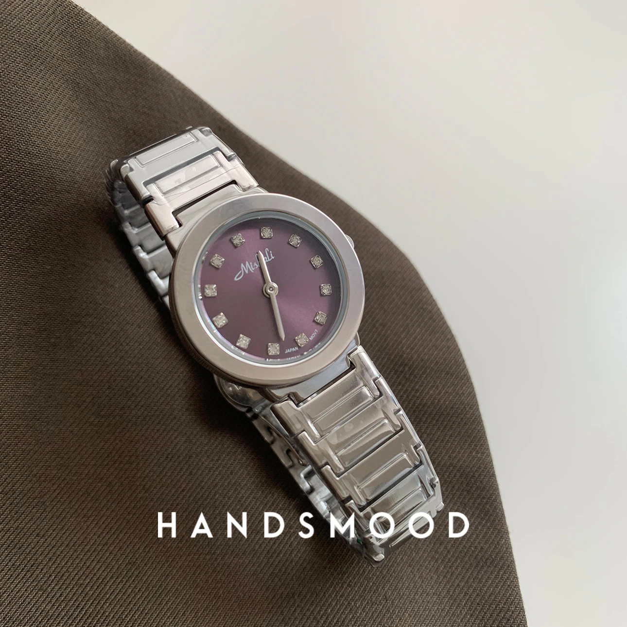 ساعة أصلية للسيدات باللون الأرجواني، ساعة بسلسلة صغيرة مستديرة، ساعة كوارتز عصرية فاخرة تناسب الجميع، ذات جودة عالية #1