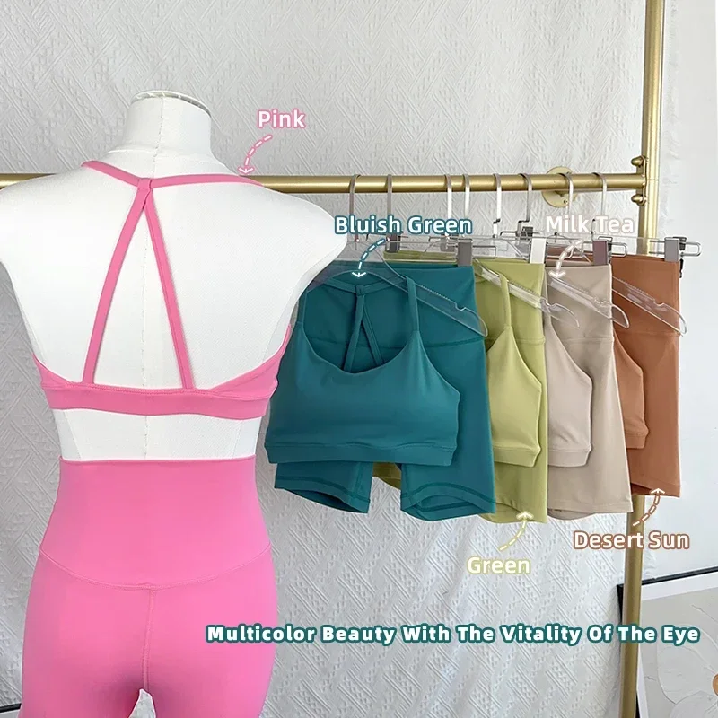 2 Piece Women Yoga Shorts Set Tracksuit Yoga Vest High Waist Shorts Quick-Drying Comfort Elastic Running Workout Sportswear image 2