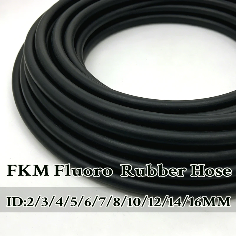Flexible and Not Easy to Crack 1/2/3/5M Black FKM Pipe ID 2-16mm Corrosion-resistant Mechanical Equipment Sealing Guide Pipe