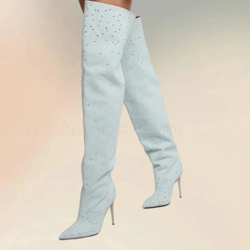 

White Hollow Design Suede Pointed Toe Boots Slip On Women Shoes Thin High Heels New Party Feast Dating 2025 Zapatos Para Mujere